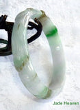 "Bat and Flowers" Imperial Green Vein Carved Jadeite Jade Bangle Bracelet 60mm (JHBB296)