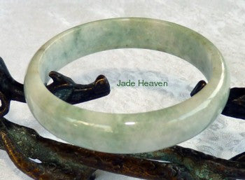 "Happy Life" Green Veins Old Mine Lao Pit Jadeite Jade Grade A Bangle Bracelet 55.3mm (JHBB3127)