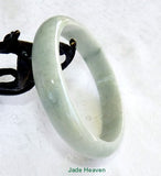 Precious Tiny Imperial Green Vein on Soft Green Burmese Jadeite Jade Bangle Bracelet 62.7mm (JHBB3135)