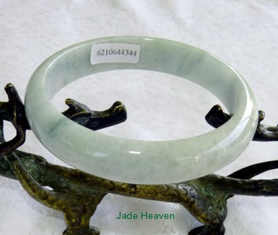 Precious Tiny Imperial Green Vein on Soft Green Burmese Jadeite Jade Bangle Bracelet 62.7mm (JHBB3135)
