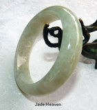 "Versatile Woman" Burmese Jadeite "Old Mine" Grade A Bangle Bracelet 57 mm (JHBB3300)