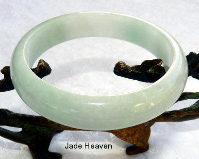 "Calm Your Spirit" Burmese Jadeite "Old Mine" Bangle Bracelet 57.5 mm (JHBB-3302)
