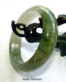"Yin and Yang" Burmese Jadeite "Old Mine" Bangle Bracelet 55 mm (JHBB-3303)