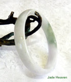 Sale-Heavenly Kiss of Green" on White Jadeite Jade Bangle Bracelet 54.5mm (JHBB576-2)