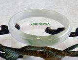 Sale-Heavenly Kiss of Green" on White Jadeite Jade Bangle Bracelet 54.5mm (JHBB576-2)