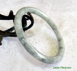 Large Classic Round  Green and Charcoal Veins Jadeite Jade Bangle Bracelet 66mm (JHBB581)