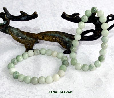 Burmese Jadeite Varied Green Natural Color 8mm Elastic Bracelet (JHBEADS-15)