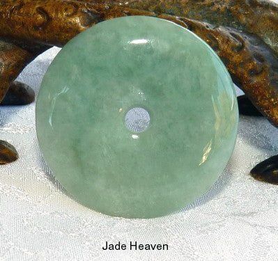 "Good Green" Burmese Jadeite Grade A "Bi" Donut Pendant (JHBI-293)