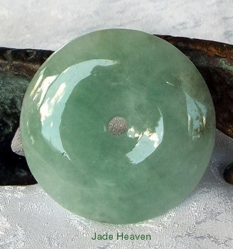 Highly Polished Jadeite Jade "Bi" Donut Pendant with Certificate (JHBI-297)
