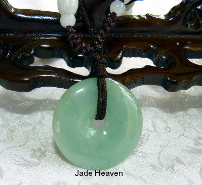 "Bi" Symbol of Heaven Burmese Jadeite Pendant Necklace (JHBI-512)
