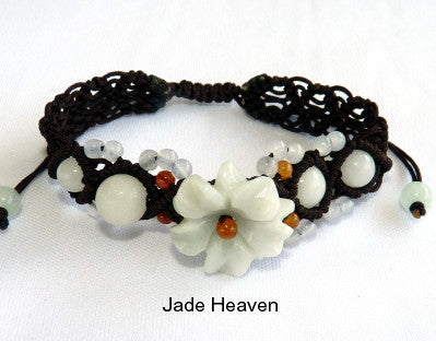 Sale-Burmese Jadeite "Heavenly Flower" Adjustable Bracelet (JHBRAC-25)