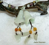 Sale-"Lovely Lilies" Dangle Jadeite Jade Beaded Necklace (JHNECK-12)