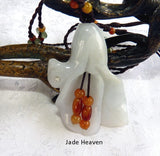 "Heavenly" White Burmese Jadeite Flower Necklace (JHNECK52)