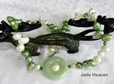 Auspicious "Bi" Jade and White and Green Pearl Necklace  (JHNECK-35)