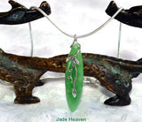 Burmese Jadeite with Sterling Silver Bamboo Pendant Necklace (JHP-155)