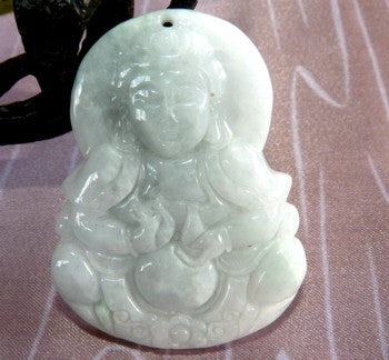 Sale-Big and Bold Jadeite Jade Pendant Carving Guan Yin, Buddha of Compassion (JHP125)