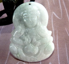 Sale-Big and Bold Jadeite Jade Pendant Carving Guan Yin, Buddha of Compassion (JHP125)