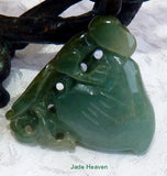 "Long and Happy Life" Monkey Peach 3-D Well Carved Good Green Burmese Jadeite Pendant (JHP135)