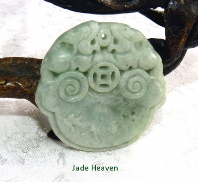 Auspicous Lucky Coin Burmese Jadeite Pendant (JHP177)