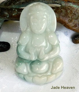 Buddha of Compassion Guan Yin Jadeite Jade Grade A Pendant  (JHP39)