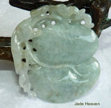 Huge Carved Jadeite Jade  Two Peaches and Pixiu Pendant or Carving (JHP-56)