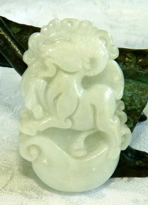 Sale-Burmese Jadeite  Sheep - Ram   Detailed Carving Pendant (JHP-61)