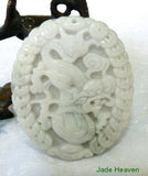 Auspicious Very Detailed Carving White Jadeite "Dragon and Phoenix" Pendant (JHP98)